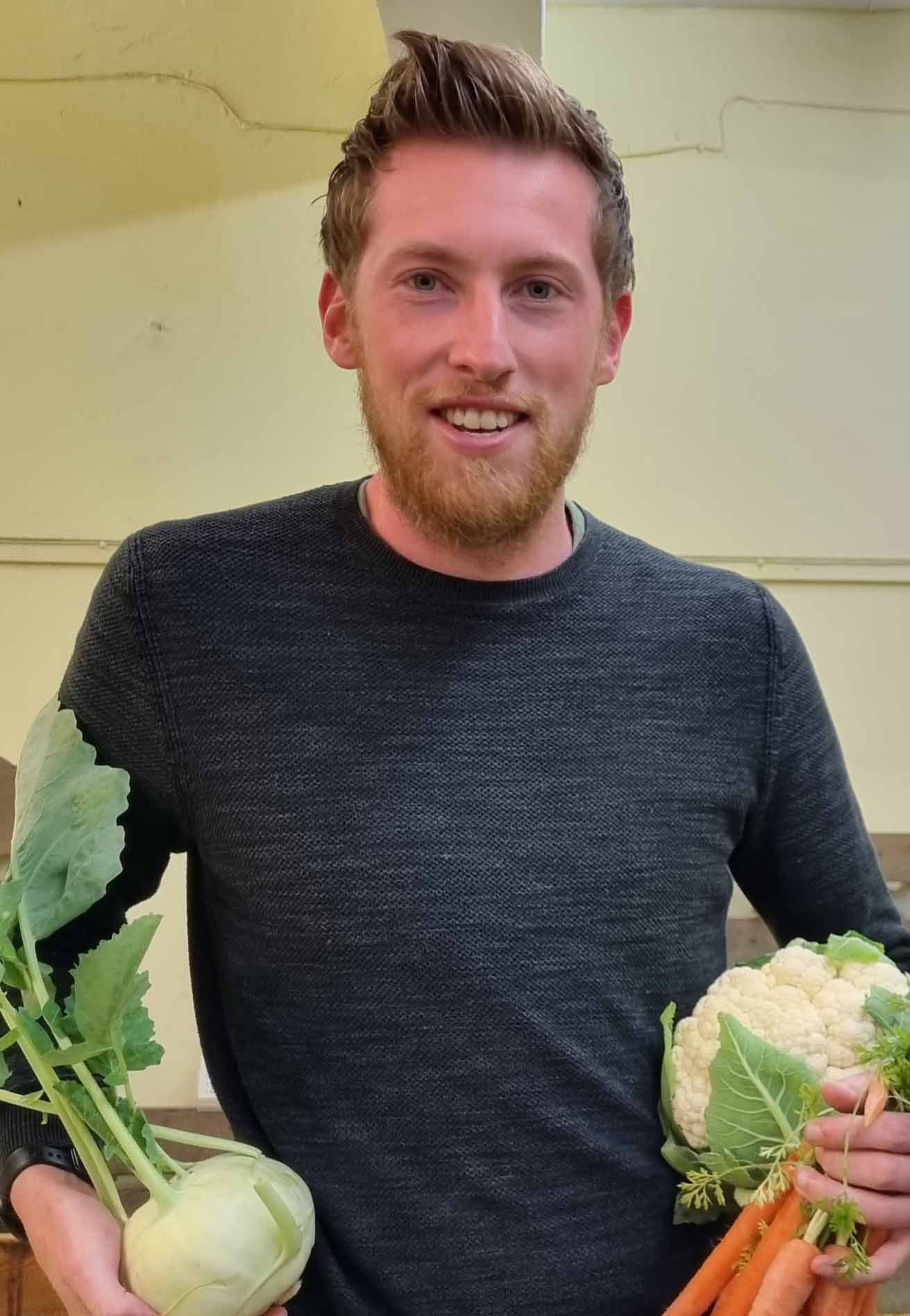 Robin Dekker met groente